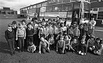 Barrhead News: St. John's Primary school pupils view the Jumbulance at their school in Barrhead. 24th March 1983.