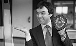 Barrhead News: St. Lukes debating team winners with teacher John Travers. 24th March 1983.