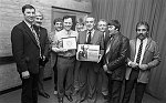 Barrhead News: Retiral of Ian Wilson from Barrhead Fire Station at Barrhead Sports Centre. 15th April 1983.