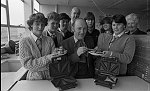 Barrhead News: Winners of cookery competition at Barrhead High School with David Alexander, the Head Teacher and Mr Connell, depute head. 25th April 1983.