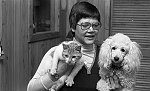 Barrhead News: Myra and Archie Pollok owners of Myras Canine Beauticians in Cross Arthurlie Street. 25th April 1982.
