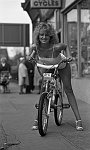 South Side News: Local model Cindy with Raleigh Chopper at Tortoys in Clarkston. 4th May 1983.